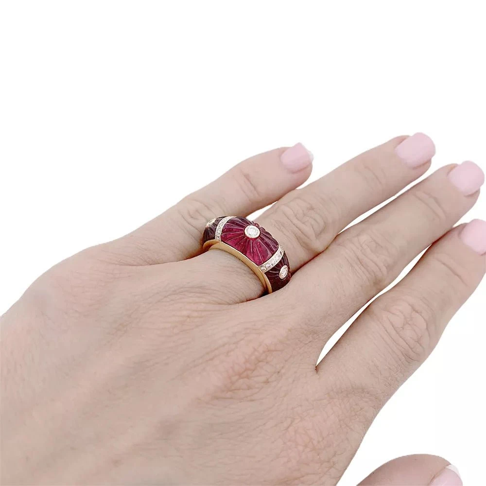 Miller Bague Jonc CARTIER En Or Jaune, Tourmalines Et Diamants 2 Miller Bague Jonc CARTIER En Or Jaune, Tourmalines Et Diamants – Image 2