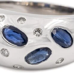 Bague Jonc En Or Blanc Et Saphirs Et Diamants -Castafiore Boutique bague jonc en or blanc et saphirs et diamants 530665