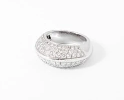 Bague Jonc En Or Gris Entièrement Pavée De Diamant -Castafiore Boutique bague jonc en or gris entierement pavee de diamant 667312