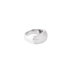 Bague Jonc En Or Gris Pavée De Diamants -Castafiore Boutique bague jonc en or gris pavee de diamants 789127