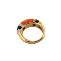 Bague Jonc En Or Jaune, Corail, Onyx Et Diamants 5 Bague Jonc En Or Jaune, Corail, Onyx Et Diamants -Castafiore Boutique bague jonc en or jaune corail onyx et diamants 904421