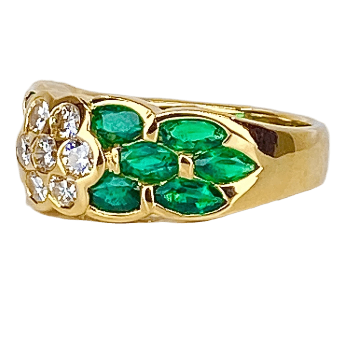 Bague Jonc En Or Jaune, émeraudes Et Diamants 3 Bague Jonc En Or Jaune, émeraudes Et Diamants – Image 3