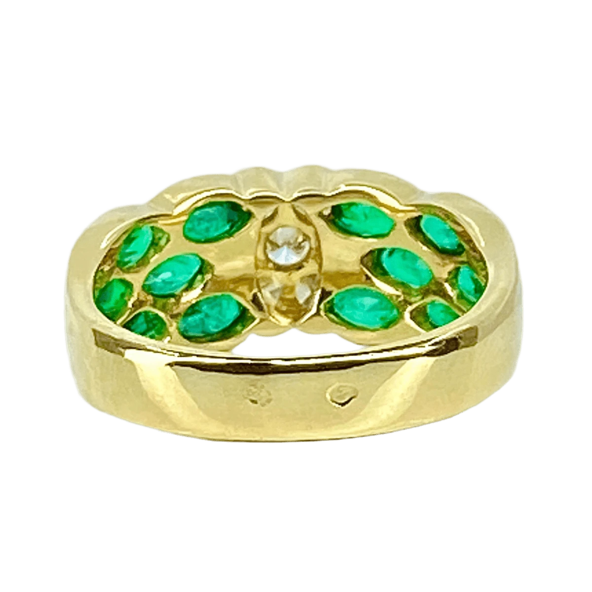 Bague Jonc En Or Jaune, émeraudes Et Diamants 4 Bague Jonc En Or Jaune, émeraudes Et Diamants – Image 4