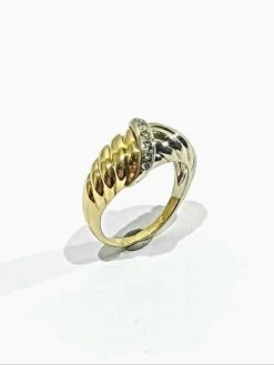 Bague Jonc En Or Jaune Et Blanc Et Diamant -Castafiore Boutique bague jonc en or jaune et blanc et diamant 367300