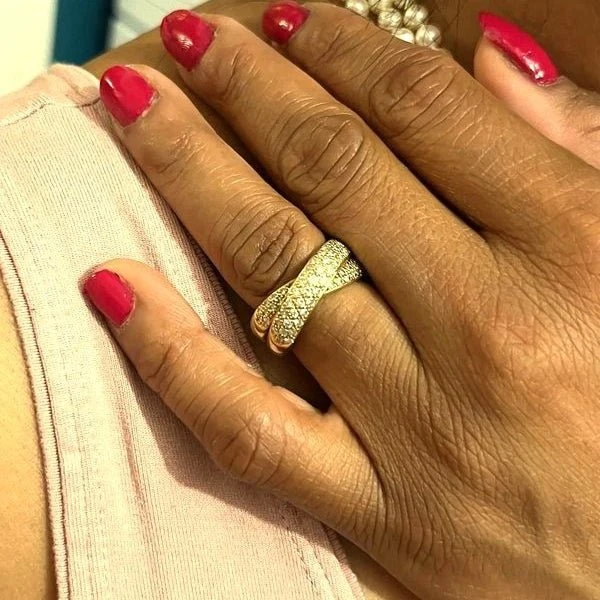 Bague Joncs Entrelacés En Or Jaune Et Diamants 2 Bague Joncs Entrelacés En Or Jaune Et Diamants – Image 2