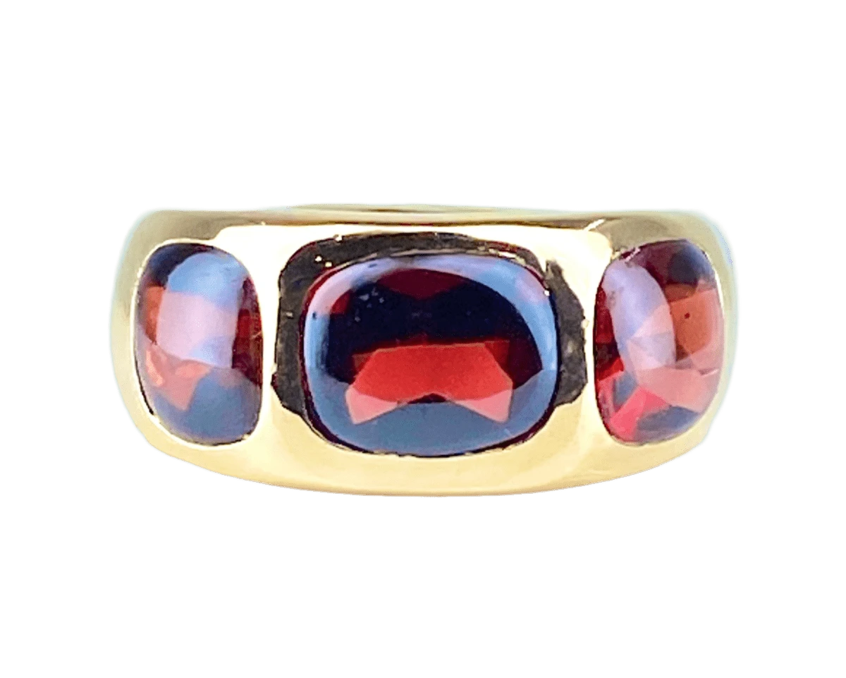 Bague Jonc En Or Jaune Et Grenats 1 Bague Jonc En Or Jaune Et Grenats