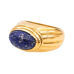 Bague Jonc En Or Jaune Et Lapis-lazuli -Castafiore Boutique bague jonc en or jaune et lapis lazuli 247022
