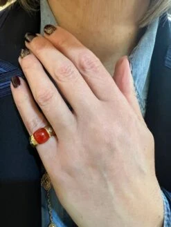 Bague Jonc En Or Jaune Et Opale -Castafiore Boutique bague jonc en or jaune et opale 487372