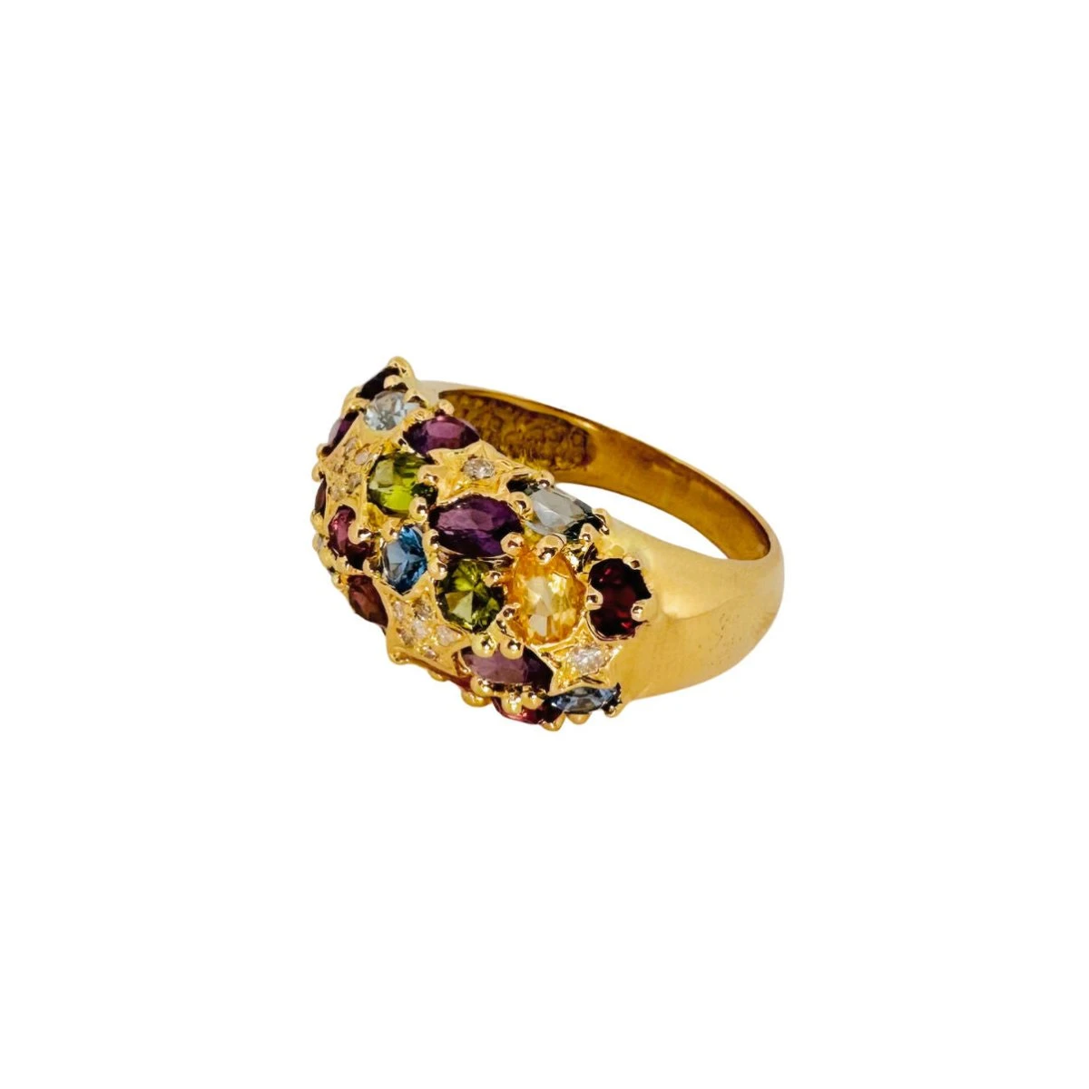 Bague Jonc En Or Jaune, Pierres Fines Et Diamants 5 Bague Jonc En Or Jaune, Pierres Fines Et Diamants – Image 5