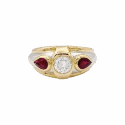 Miller Bague Jonc En Or Jaune, Platine, Rubis Et Diamants