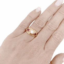 Miller Bague Jonc En Or Jaune, Platine, Rubis Et Diamants -Castafiore Boutique bague jonc en or jaune platine rubis et diamants 840733