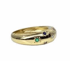 Bague Jonc En Or Jaune, Rubis, émeraudes, Saphirs Et Diamant -Castafiore Boutique bague jonc en or jaune rubis emeraudes saphirs et diamant 317241