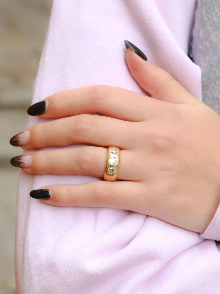 Bague Jonc Or Diamants Taille Ancienne 8 Bague Jonc Or Diamants Taille Ancienne – Image 8