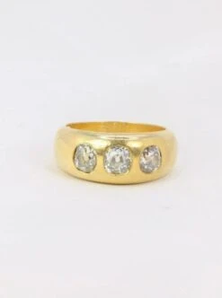 Bague Jonc Or Diamants Taille Ancienne