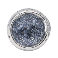 Bague Jonc PASQUALE BRUNI En Or Blanc, Quartz, Saphirs Et Diamants