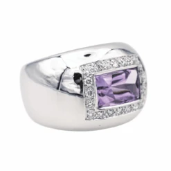 Bague Jonc POIRAY "Thessalie" En Or Blanc, Améthyste Et Diamants -Castafiore Boutique bague jonc poiray thessalie en or blanc amethyste et diamants 153641