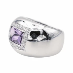 Bague Jonc POIRAY "Thessalie" En Or Blanc, Améthyste Et Diamants -Castafiore Boutique bague jonc poiray thessalie en or blanc amethyste et diamants 616008