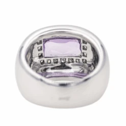 Bague Jonc POIRAY "Thessalie" En Or Blanc, Améthyste Et Diamants -Castafiore Boutique bague jonc poiray thessalie en or blanc amethyste et diamants 674230