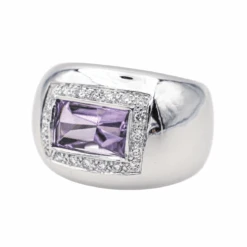 Bague Jonc POIRAY "Thessalie" En Or Blanc, Améthyste Et Diamants -Castafiore Boutique bague jonc poiray thessalie en or blanc amethyste et diamants 867114