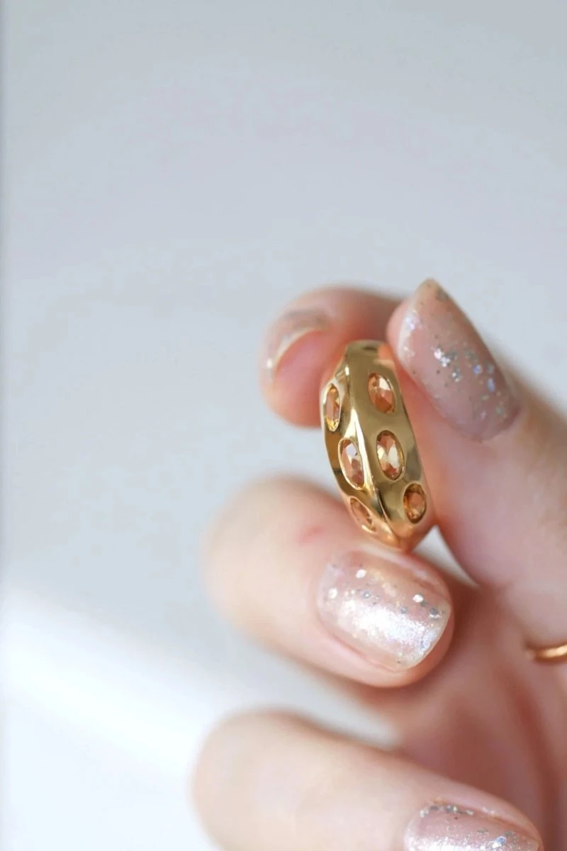 Bague Jonc Pyramidale Or Et Citrines 6 Bague Jonc Pyramidale Or Et Citrines – Image 6