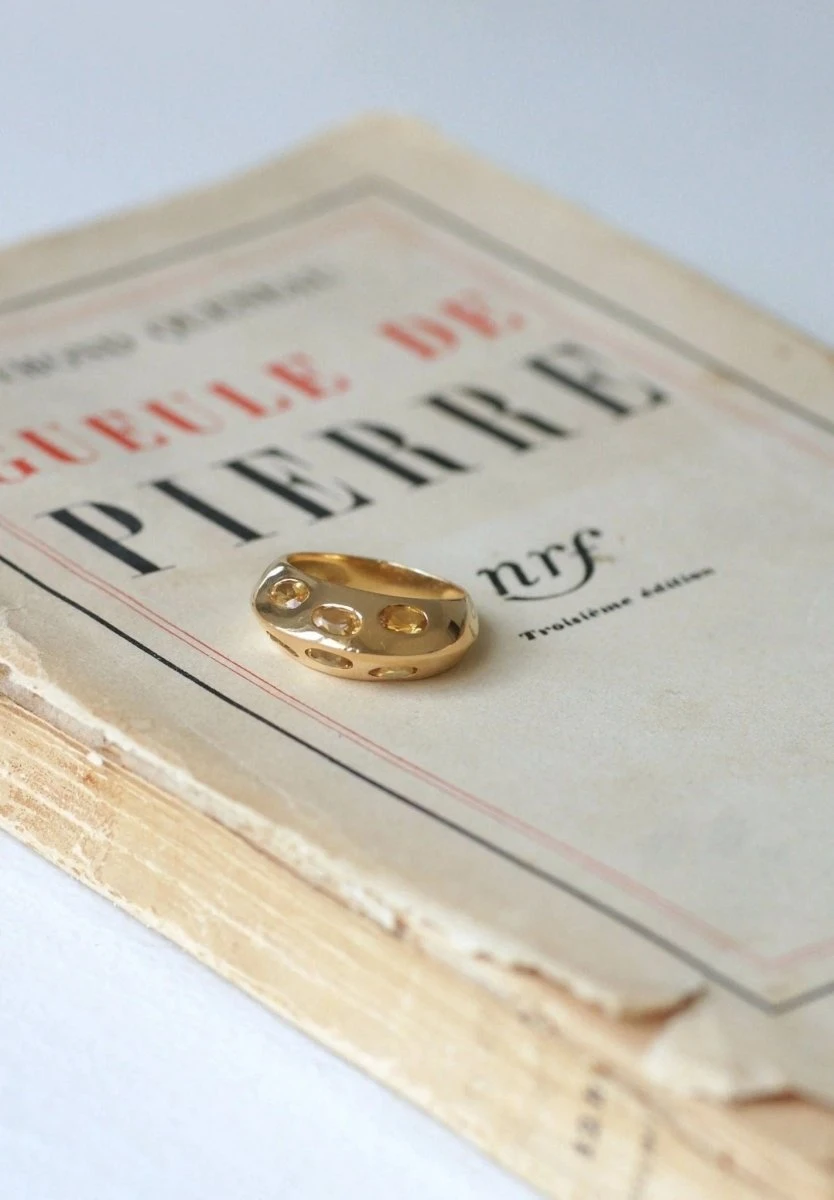 Bague Jonc Pyramidale Or Et Citrines 9 Bague Jonc Pyramidale Or Et Citrines – Image 9