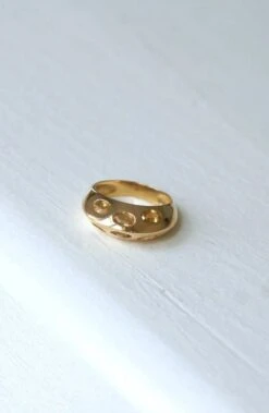 Bague Jonc Pyramidale Or Et Citrines