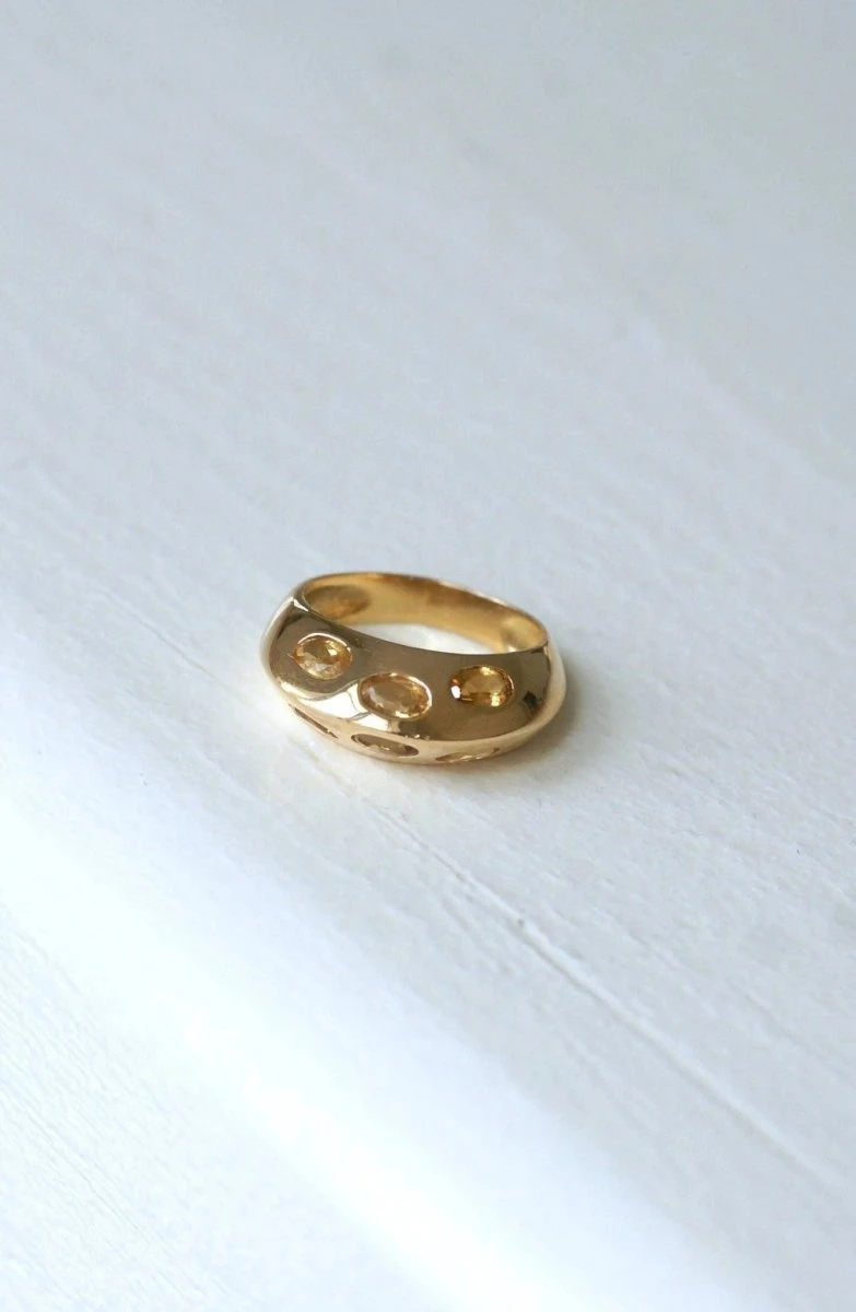 Bague Jonc Pyramidale Or Et Citrines 1 Bague Jonc Pyramidale Or Et Citrines