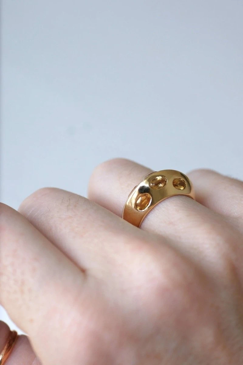 Bague Jonc Pyramidale Or Et Citrines 8 Bague Jonc Pyramidale Or Et Citrines – Image 8