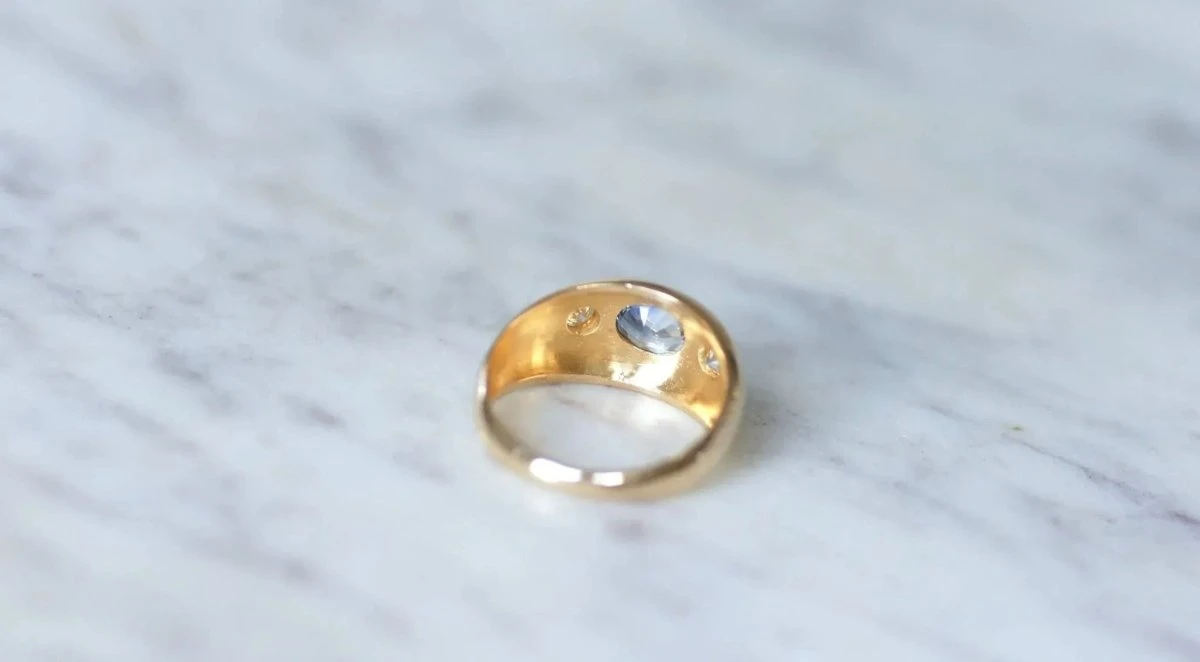 Bague Jonc Saphir De Ceylan Et Diamants 4 Bague Jonc Saphir De Ceylan Et Diamants – Image 4