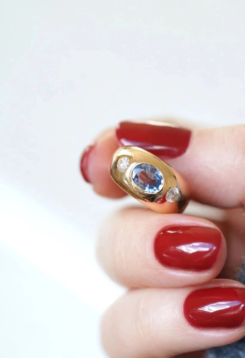 Bague Jonc Saphir De Ceylan Et Diamants 5 Bague Jonc Saphir De Ceylan Et Diamants – Image 5