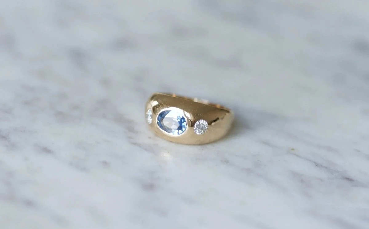 Bague Jonc Saphir De Ceylan Et Diamants 6 Bague Jonc Saphir De Ceylan Et Diamants – Image 6