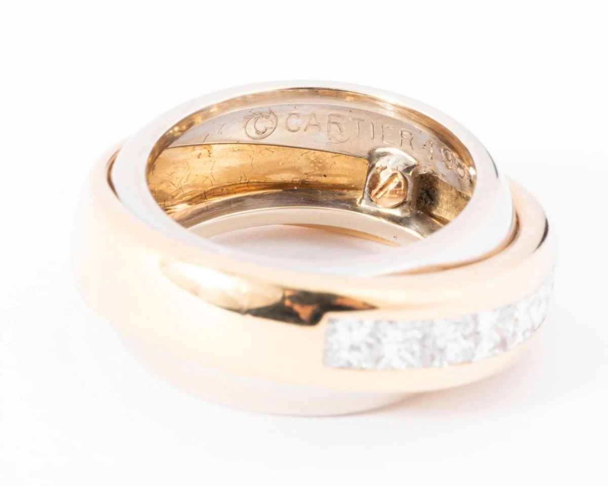 Bague Jonc Signée Cartier Bi-colore En Diamants Princesses 4 Bague Jonc Signée Cartier Bi-colore En Diamants Princesses – Image 4