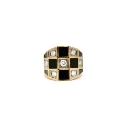Bague Jonc VAN CLEEF & ARPELS. En Or Jaune, Onyx Et Diamants