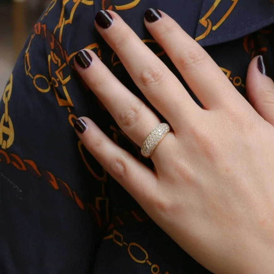 Bague Jonc Vintage En Or Pavée De Diamants 2 Bague Jonc Vintage En Or Pavée De Diamants – Image 2