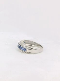 Bague Jonc Vintage Or Blanc Diamants Saphirs Ovales -Castafiore Boutique bague jonc vintage or blanc diamants saphirs ovales 745855