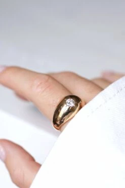 Bague Jonc Vintage Or Rose Et Diamant -Castafiore Boutique bague jonc vintage or rose et diamant 967188