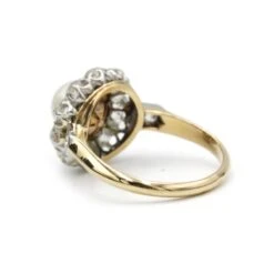 Bague Marguerite En Or Jaune, Platine, Perle Et Diamants -Castafiore Boutique bague marguerite en or jaune platine perle et diamants 289676