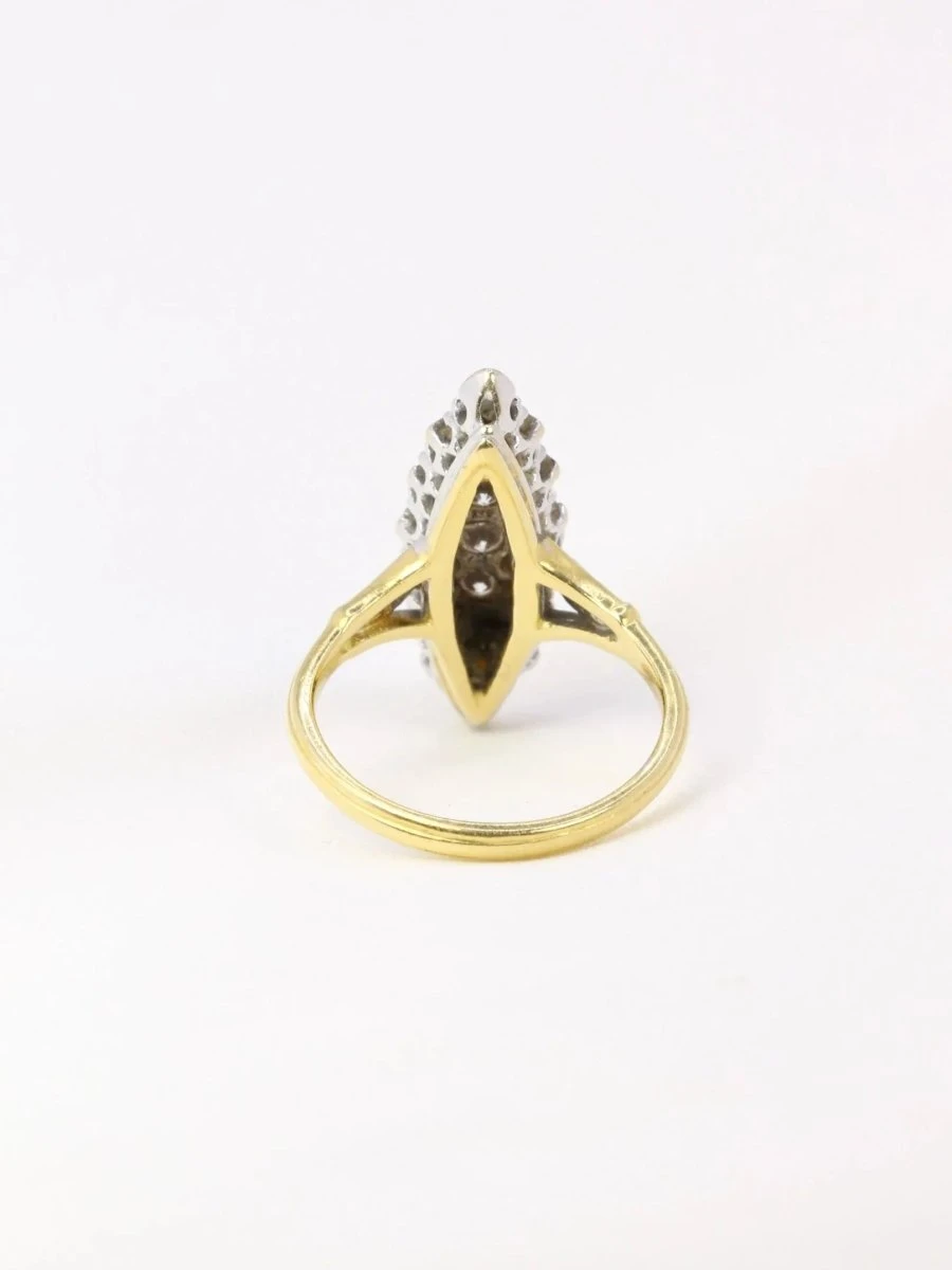 Bague Marquise Ancienne En Or Pavée D'environ 1 Ct De Diamants 4 Bague Marquise Ancienne En Or Pavée D'environ 1 Ct De Diamants – Image 4