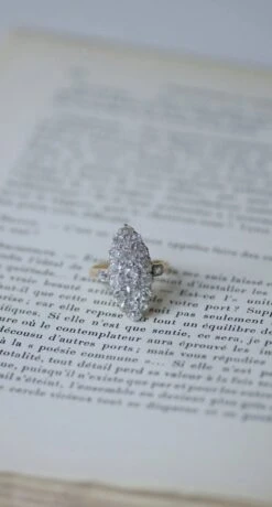 Bague Marquise Diamants Or Rose Et Platine -Castafiore Boutique bague marquise diamants or rose et platine 191771