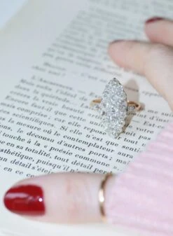 Bague Marquise Diamants Or Rose Et Platine -Castafiore Boutique bague marquise diamants or rose et platine 578131