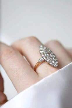 Bague Marquise Diamants Or Rose Et Platine -Castafiore Boutique bague marquise diamants or rose et platine 649664