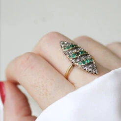 Bague Marquise émeraudes Et Diamants -Castafiore Boutique bague marquise emeraudes et diamants 791710