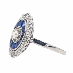 Bague Marquise En Platine, Saphir Et Diamants -Castafiore Boutique bague marquise en platine saphir et diamants 290158