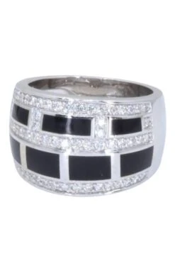 Bague MAUBOUSSIN "Le Vice" En Or Blanc, Laque Et Diamants