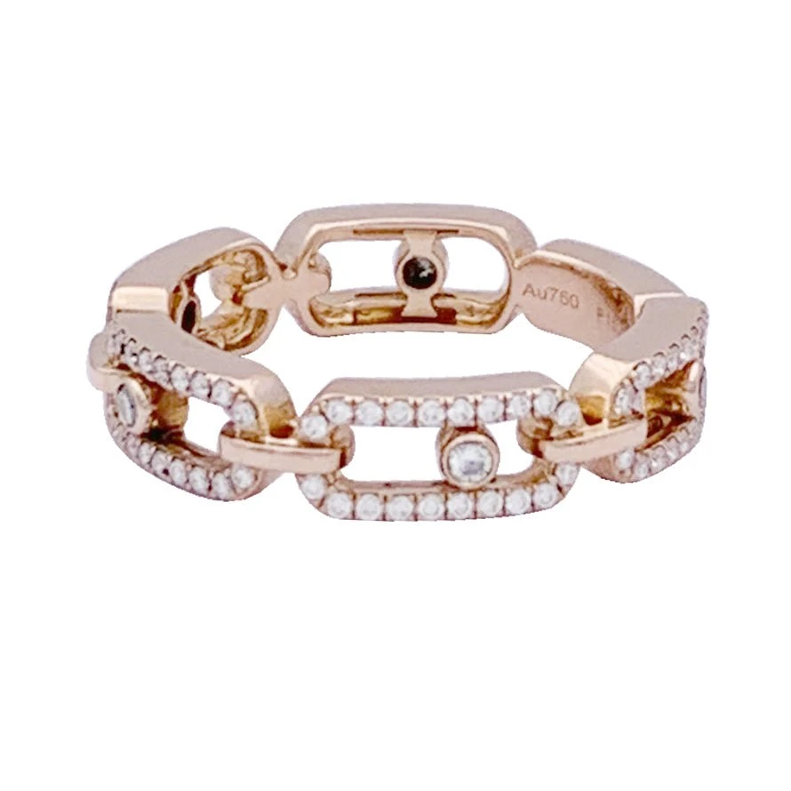 Miller Bague Messika, "Move Link Multi Pavé", Or Rose, Diamants. 2 Miller Bague Messika, "Move Link Multi Pavé", Or Rose, Diamants. – Image 2