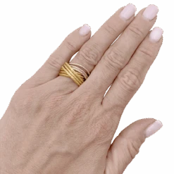 Miller Bague Jonc En Or Jaune Et Or Blanc -Castafiore Boutique bague multi jonc trois ors 836734