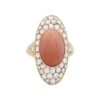 Miller Bague Navette En Or Jaune, Corail Et Diamants -Castafiore Boutique bague navette en or jaune corail et diamants 283024
