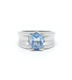 Bague - Or Et Topaze Bleue