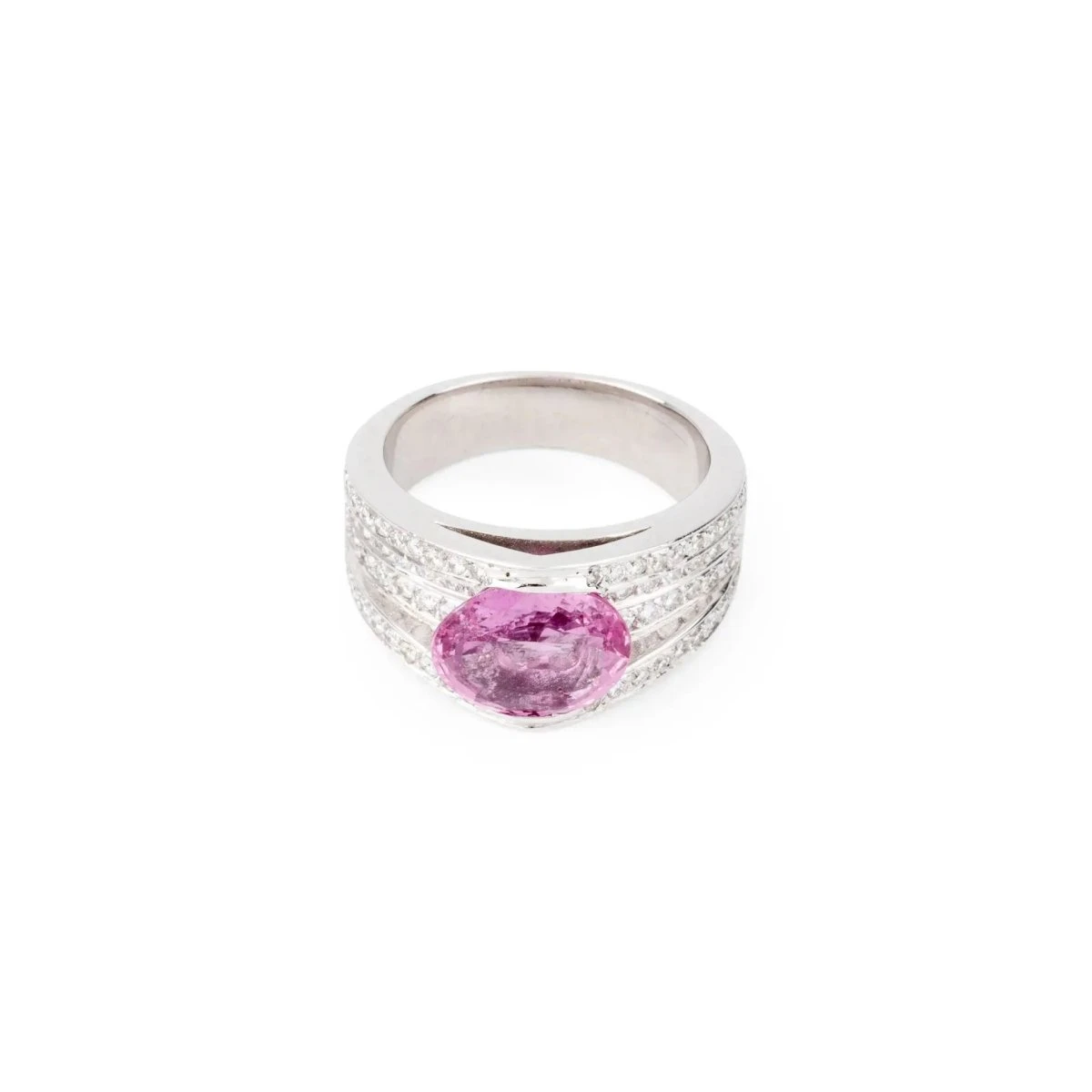 Bague Or Gris Et Saphir Rose 2 Bague Or Gris Et Saphir Rose – Image 2
