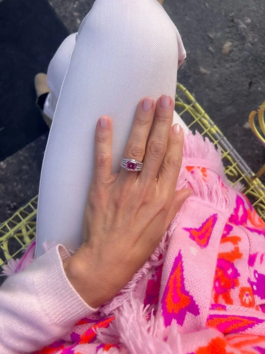 Bague Or Gris Et Saphir Rose 13 Bague Or Gris Et Saphir Rose – Image 13